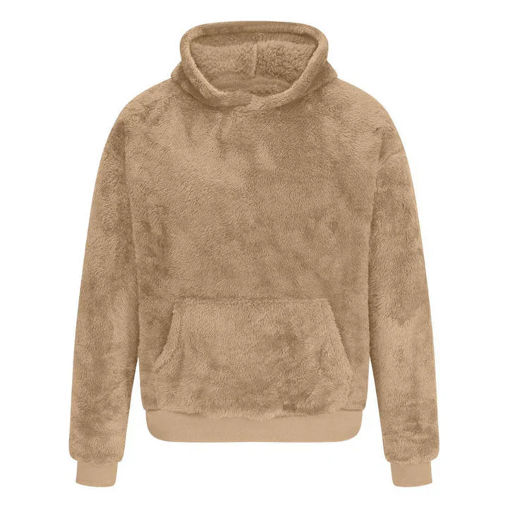 Weicher Plüschpullover mit Kapuze - IdealeKleiden