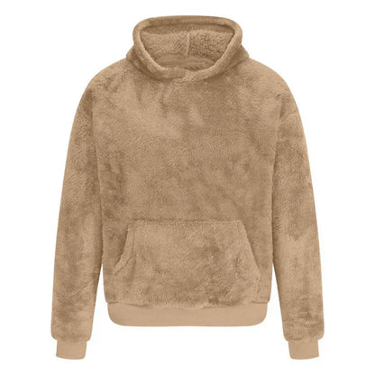Weicher Plüschpullover mit Kapuze - IdealeKleiden