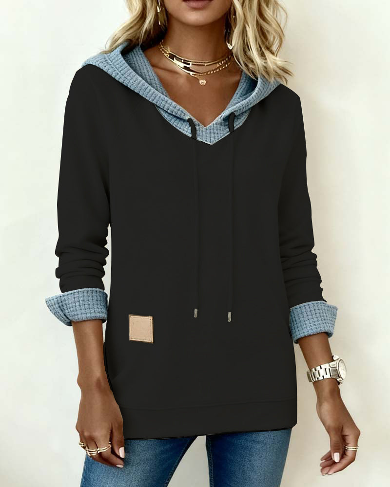 Cozy Sweatshirt Hood Waffle Pattern