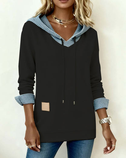 Cozy Sweatshirt Hood Waffle Pattern