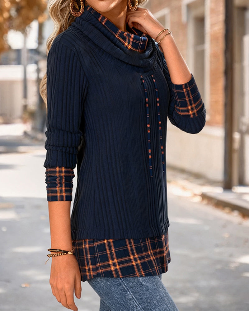 Fashionable leisure top with contrast stitching