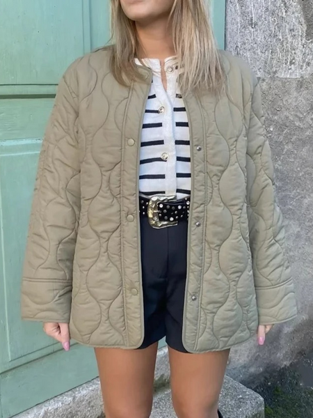 Elegant Quilted Jacket Autumn Winter Long Sleeve