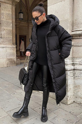 Warme Winterjacke Lang Damen Daunen Mantel - IdealeKleiden