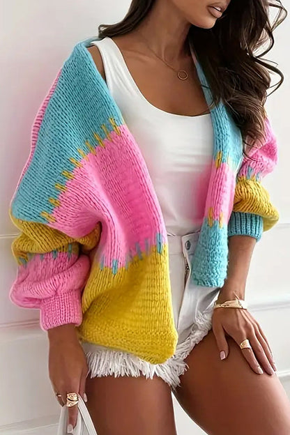 Casual Cardigan With Contrast Stitching
