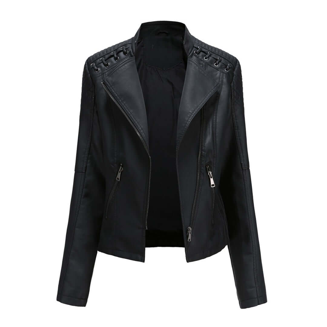 Fashionable Women's Leather Biker Jacket