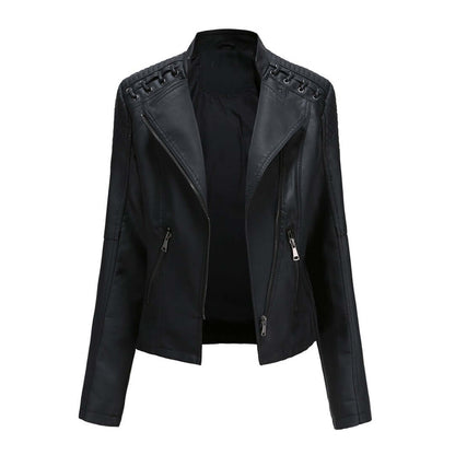 Fashionable Women's Leather Biker Jacket