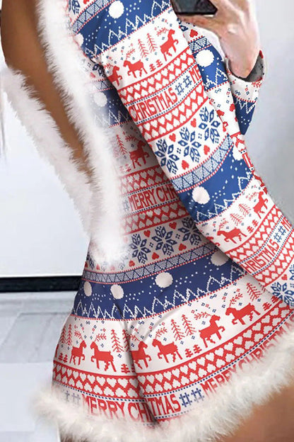 Christmas Dress Long Sleeve Backless Romper Women
