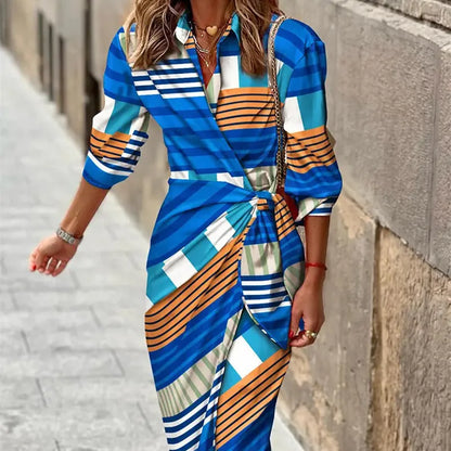 Elegant Women's Dress Wrap Style Midi Length