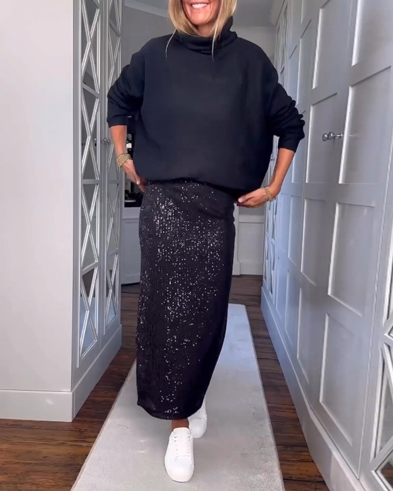 Elegant Solid-Color Skirt Women's Dress