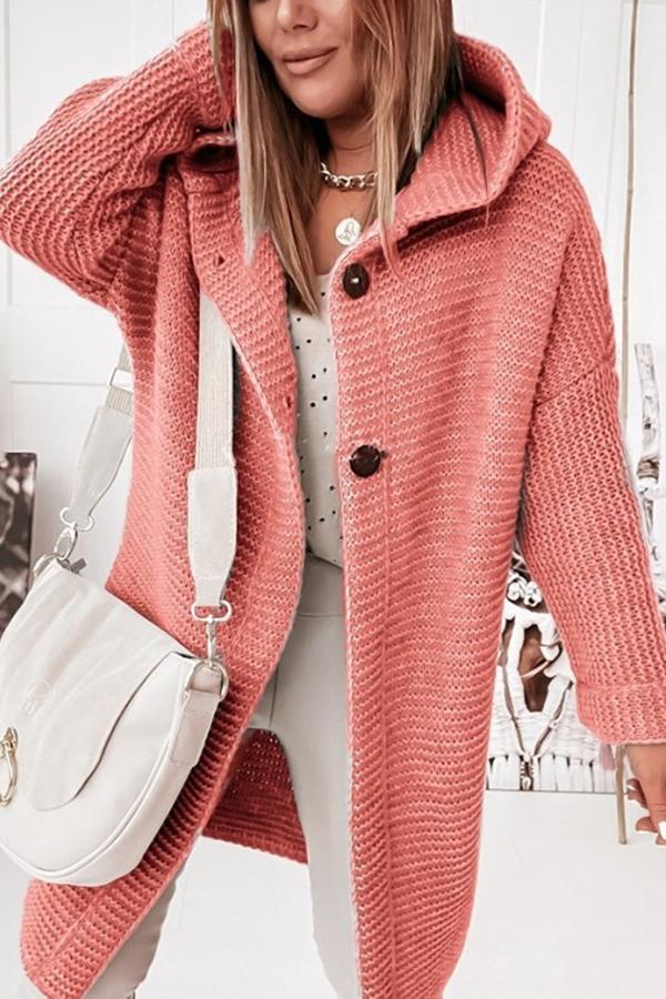 Women's Knitted Vest Hood Modern Buttons