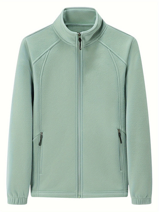 Damen Fleecejacke Warm Stehkragen Langärmlig - IdealeKleiden