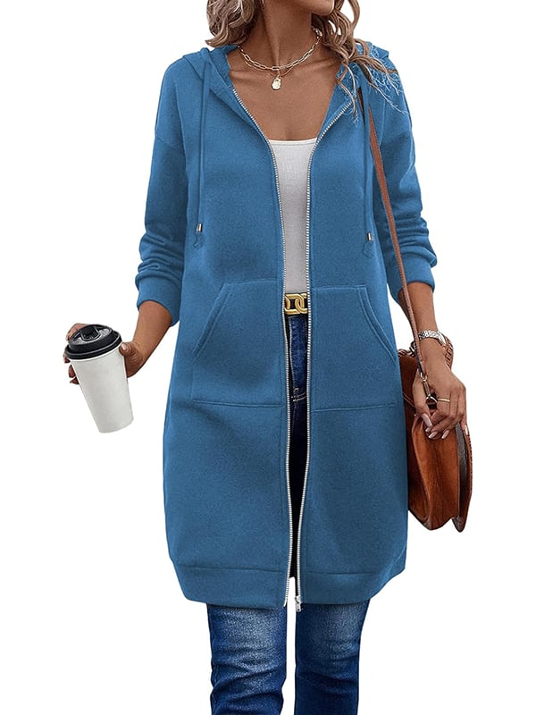 Women's Long Sleeve Hooded Zipper Jacket