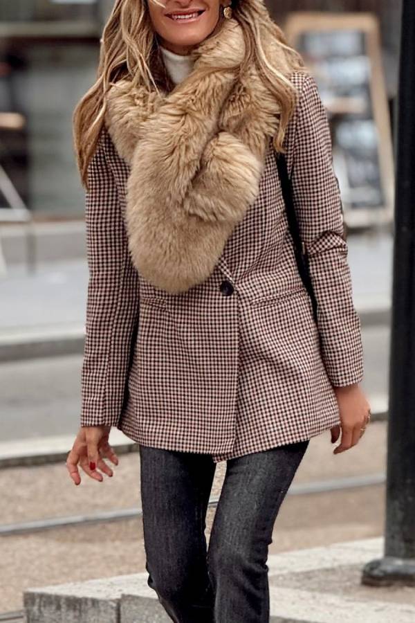 Modische Karo Jacke Trendy Frauen - IdealeKleiden