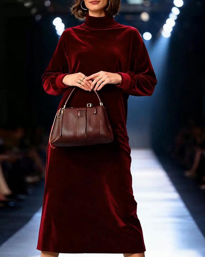 Elegantes Kleid Lange Ärmel Modernes Design - IdealeKleiden