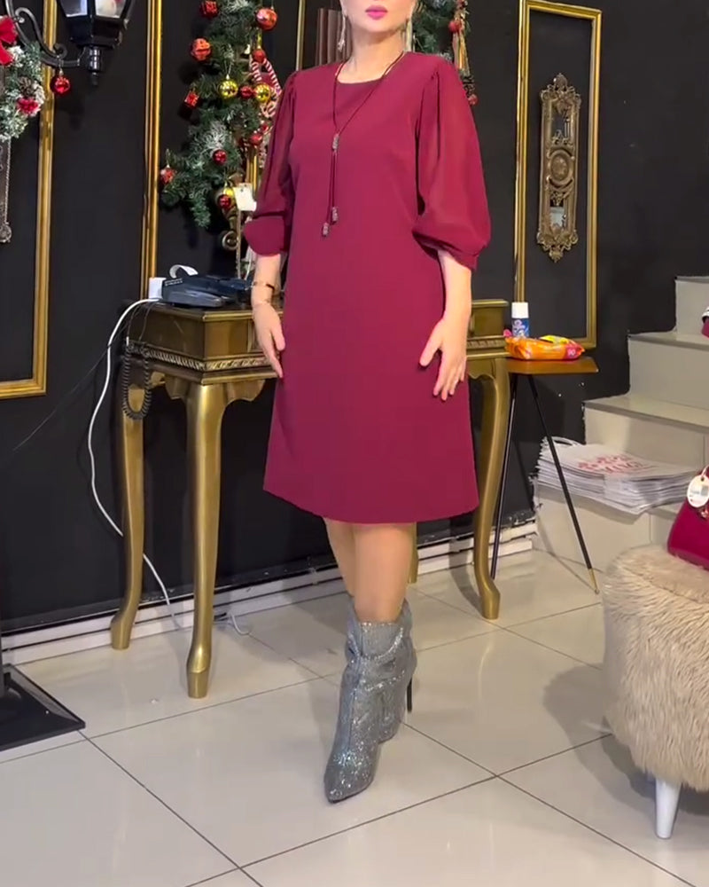 Elegante Damenkleidung - Längs Ärmel Schwarz Einfach - IdealeKleiden