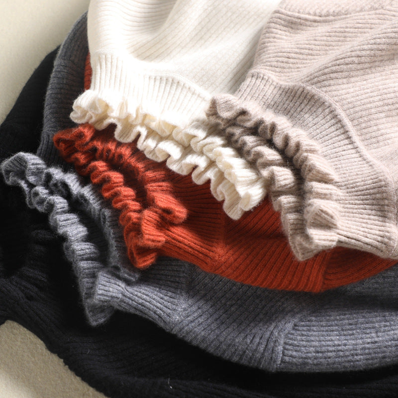 Damenschal Rollkragen Pullover Weich Rüschen - IdealeKleiden