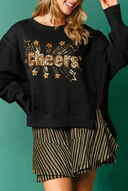 Weihnachten Sweatshirt Rundhals Glitzer Effekt - IdealeKleiden