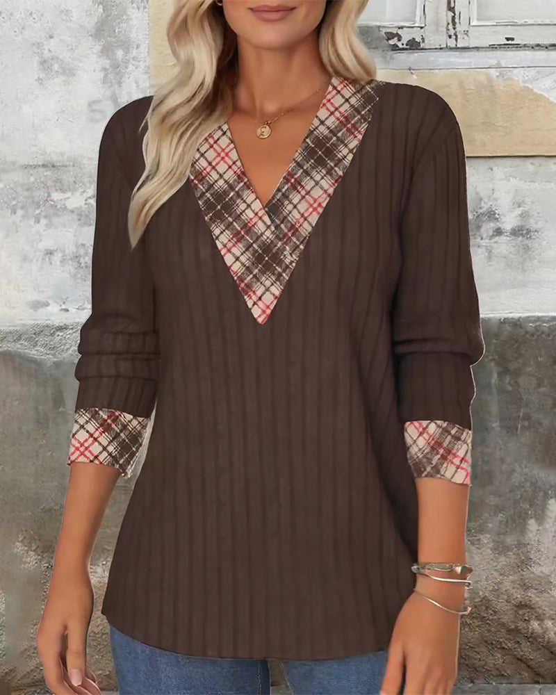 Modische Strickjacke V-Ausschnitt Gestreift - IdealeKleiden