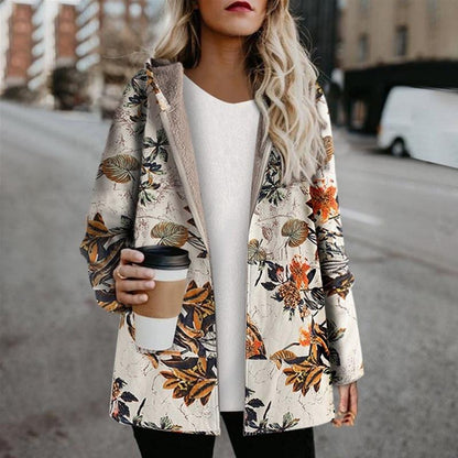 Stilvolle Damenjacke Blumenmuster Warm - IdealeKleiden