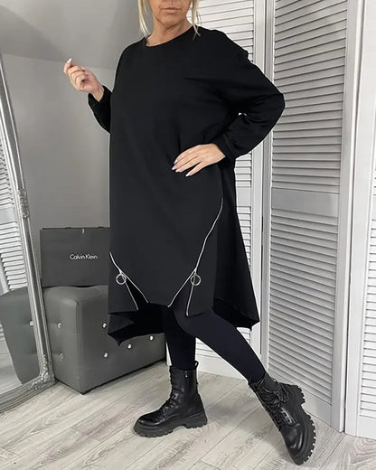 Plus Size Dress With Zipper Elegance