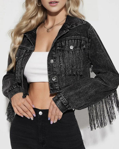 Ribbed Denim Jacket Trendy Style