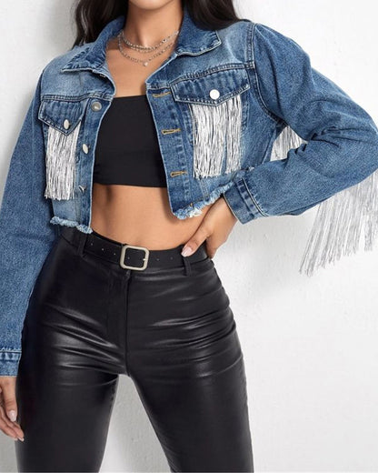 Ribbed Denim Jacket Trendy Style