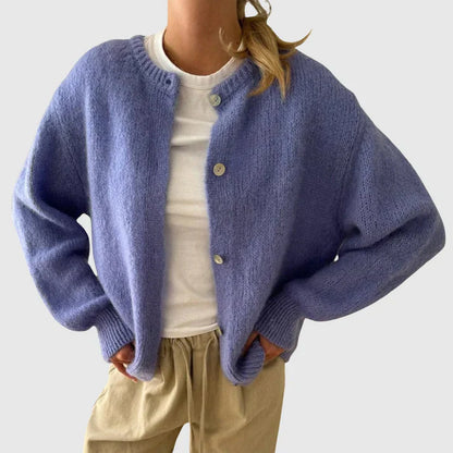Women's Cashmere Cardigan Round Neck Button Closure