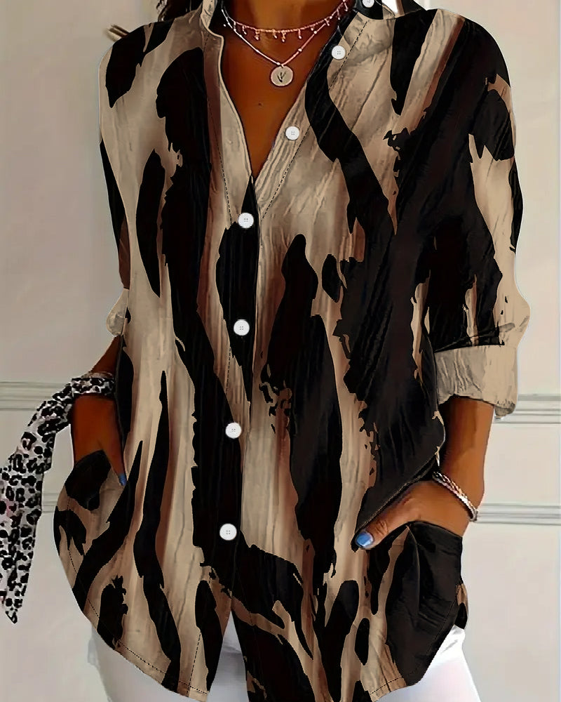 Stylish Clothing | Stand-up Collar Strikingly Printed