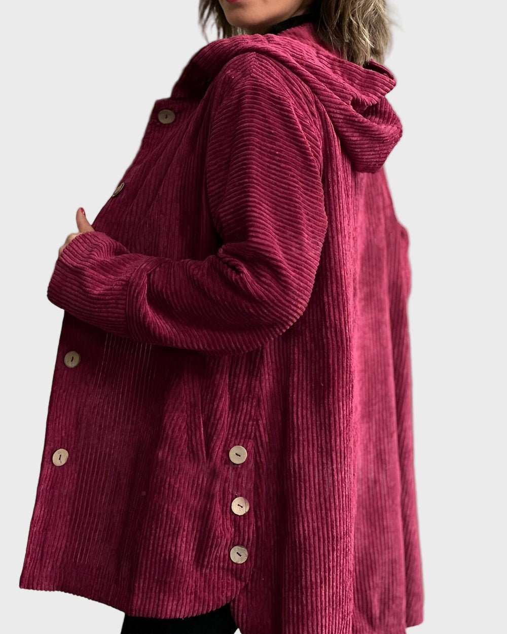 Praktische Winterjacke Kapuze und Knöpfe - IdealeKleiden