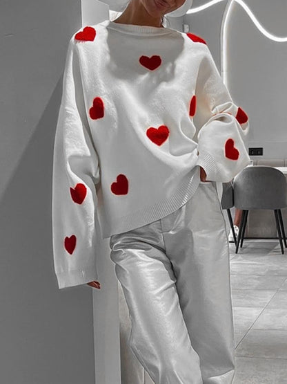 Knitted Oversize Dress Heart Pattern Curly