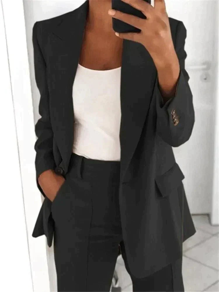Elegant Women's Blazer Set 2-Piece Modern Style