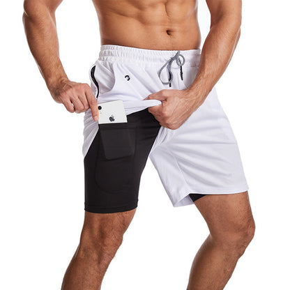 Men's 2-in-1 Sporty Swim Shorts with Drawstring