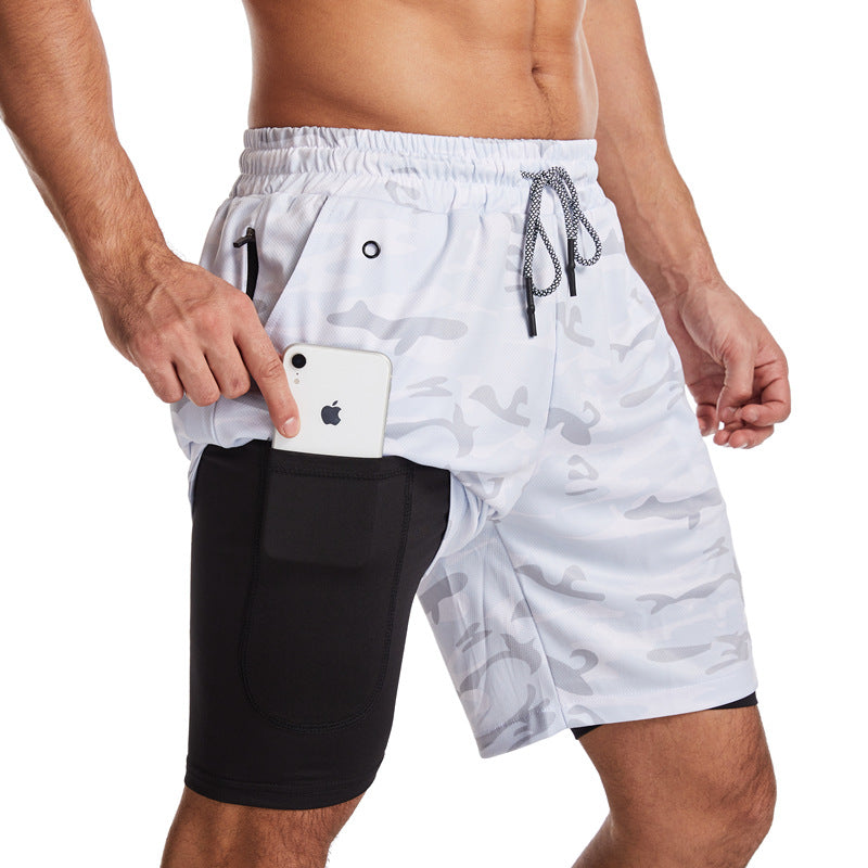 Men's 2-in-1 Sporty Swim Shorts with Drawstring
