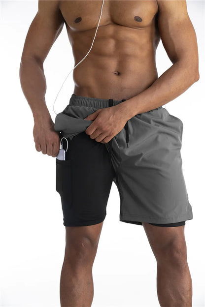 2-in-1 Running Shorts Men's Sport Shorts with Pockets