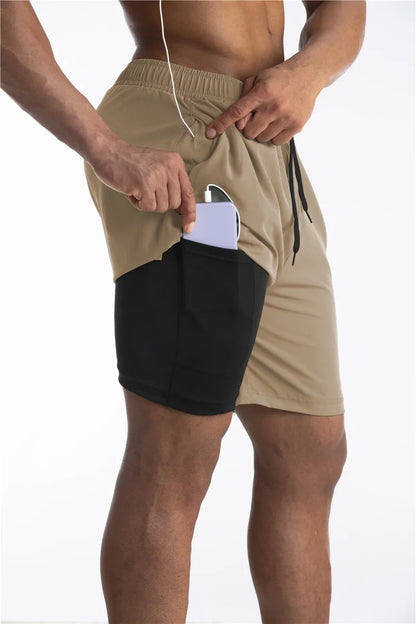 2-in-1 Running Shorts Men's Sport Shorts with Pockets