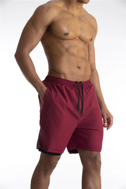 2-in-1 Running Shorts Men's Sport Shorts with Pockets
