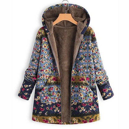 Stylish women's jacket floral pattern warm