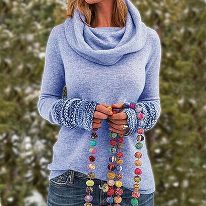 Warm Sweaters Women Oversized Cowl Neck Sweatshirt