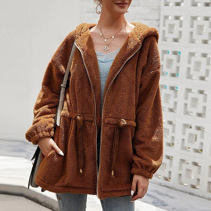 Soft Teddy Oversized Jacket with Hood and Pockets
