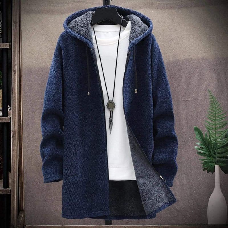 Warm winter jacket with hood and zipper