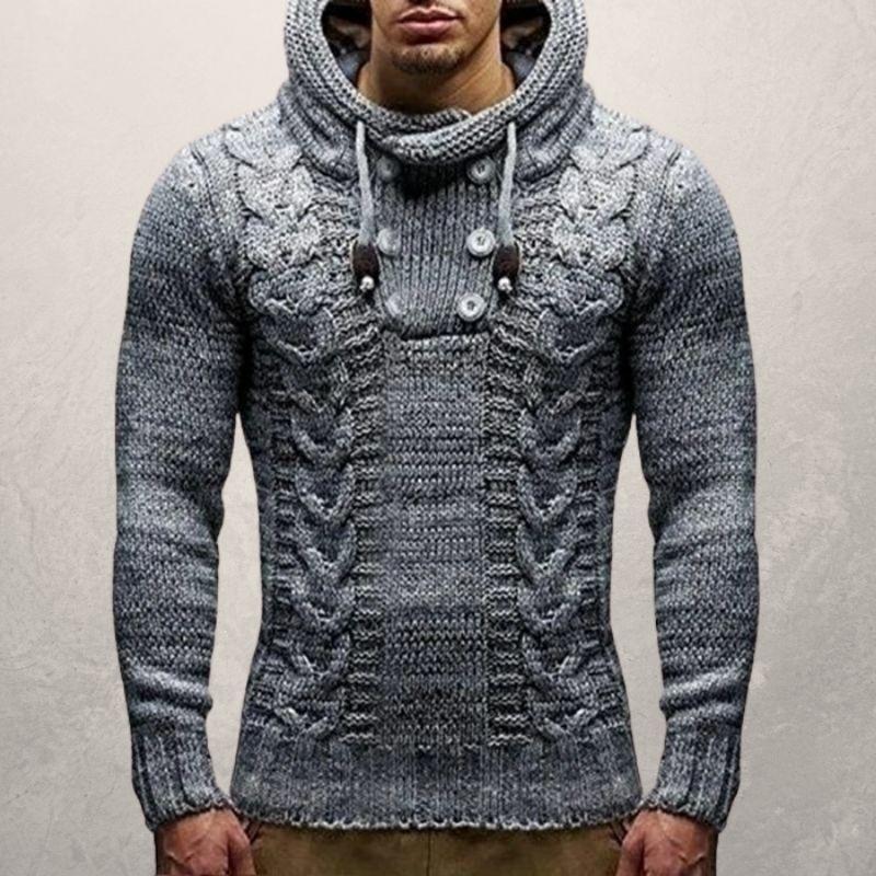 Wool Sweater Hood Slim Fit Modern Fit