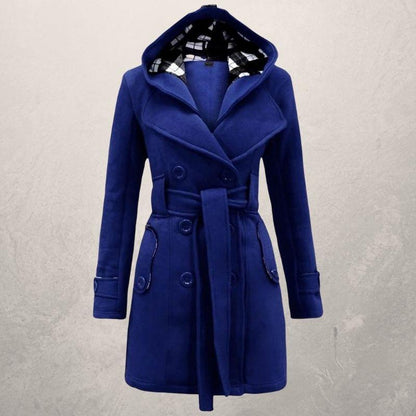 Classic Double-Breasted Trench Coat with Hood
