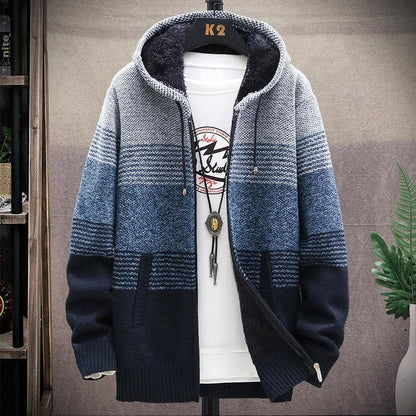 Men's Long Warm Hooded Cardigan