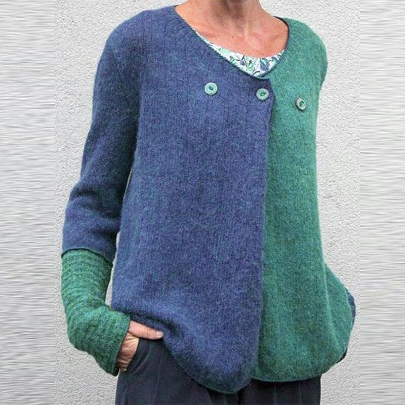Comfortable Sweatshirt Relaxed Fit Colorful Button Placket