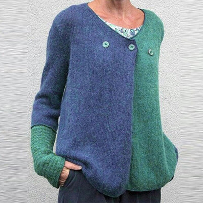 Comfortable Sweatshirt Relaxed Fit Colorful Button Placket