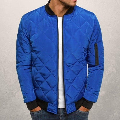 Fashionable Diamond Pattern Bomber Jacket