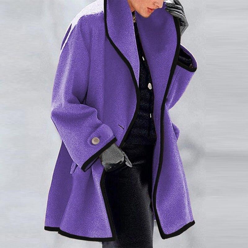 Oversized Wool Coat Long Style Draped Collar