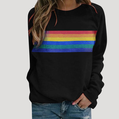 Women's Colorful Rainbow Striped Sweatshirt