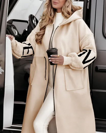 Comfortable Hoodie with Knit Sleeves
