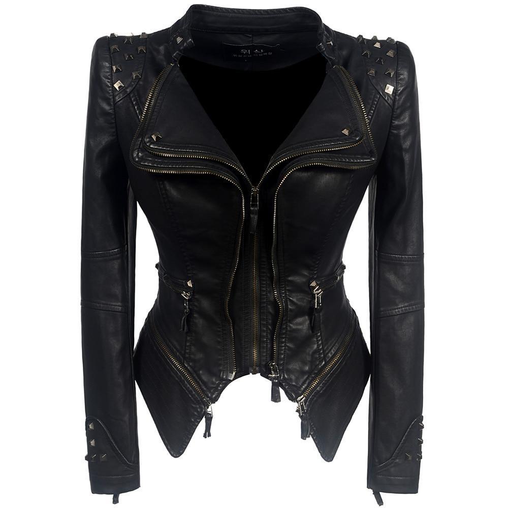 Biker Leather Jacket Slim Fit